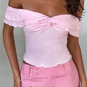 TIGER MIST Off the shoulder pink top
